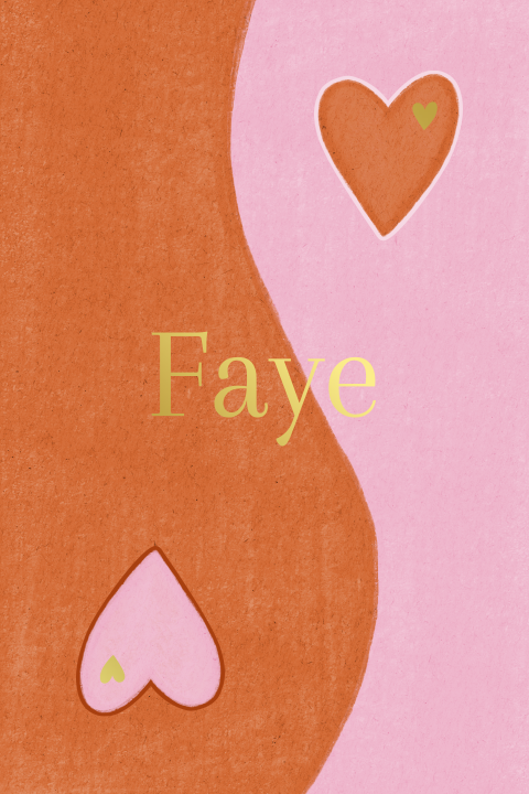 Dubbele geboortekaart Yin Yang Hartjes Meisje Roze Rood
