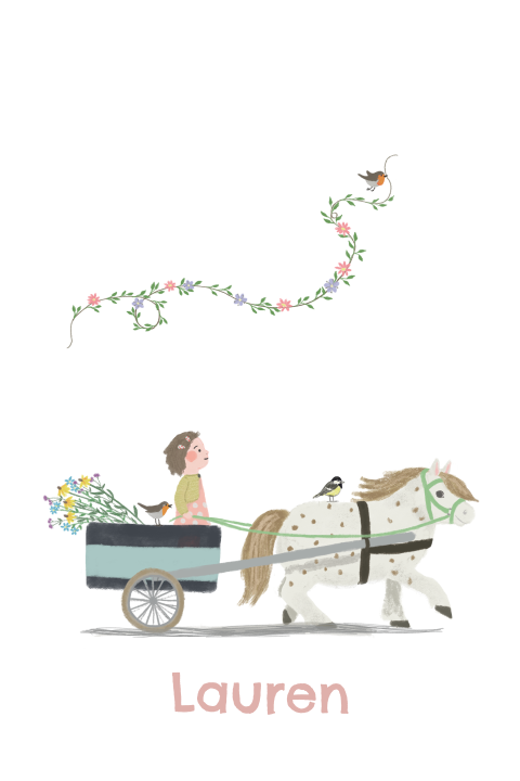 Poster ponywagentje zus bloemen