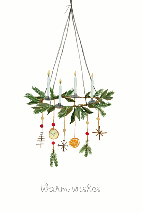 Wenskaart kerst Adventkrans
