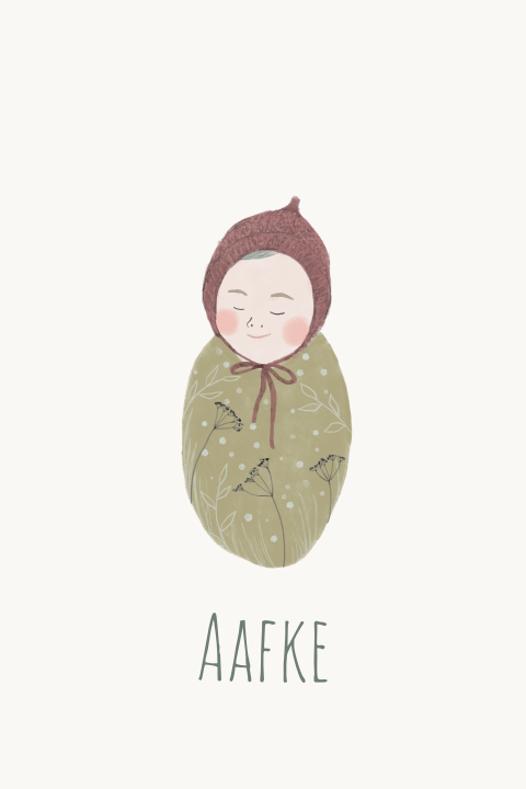 Poster Baby in doek roze
