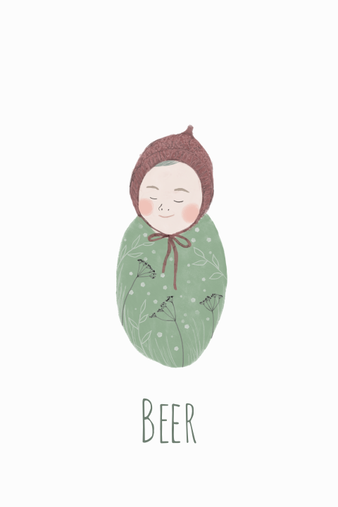 Poster Baby in doek groen