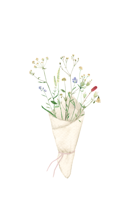 Wenskaart Bosje bloemen in papier
