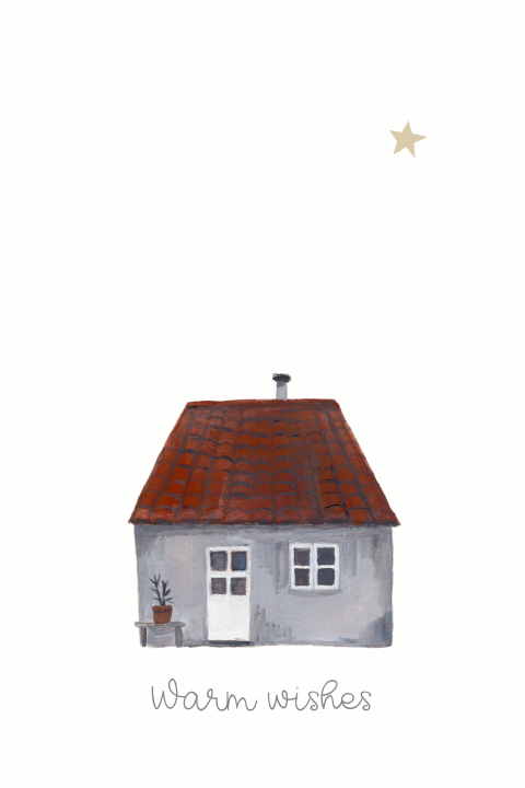 Wenskaart kerst Klein huisje