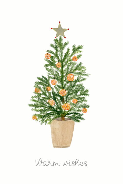 Wenskaart kerst Kerstboom
