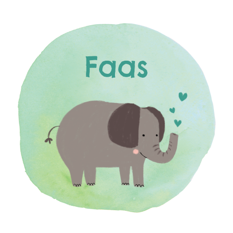 Geboortekaartje Faas | Olifantje groen