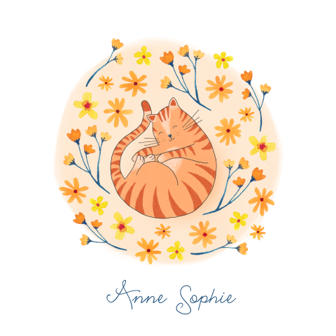 Geboortekaartje Anne Sophie - Slapende poes