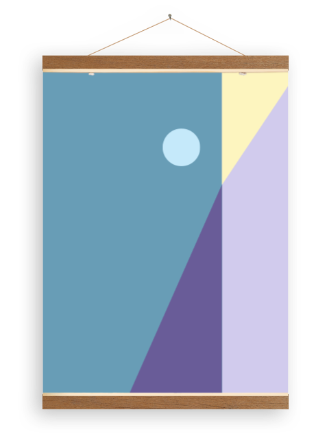 Poster abstract met houten latjes