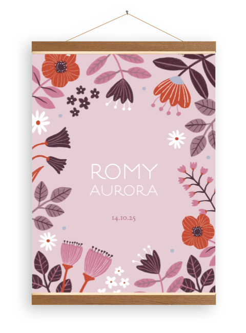 Babykamer poster met bloemen