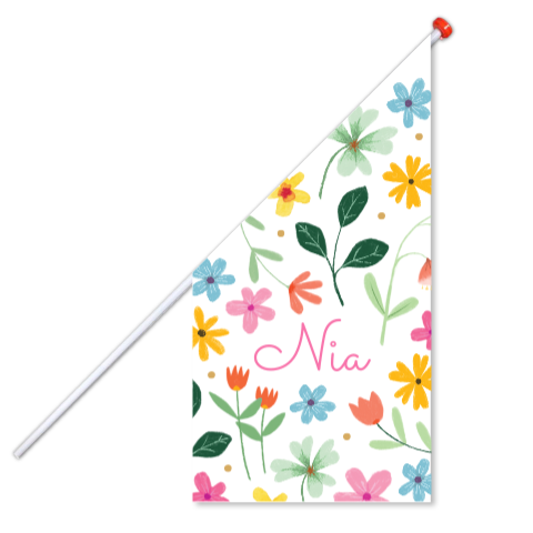 Geboortevlag met kleurrijke bloemen