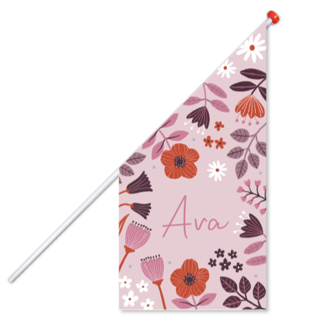 Geboortevlag Ava  |  Bloemen patroon