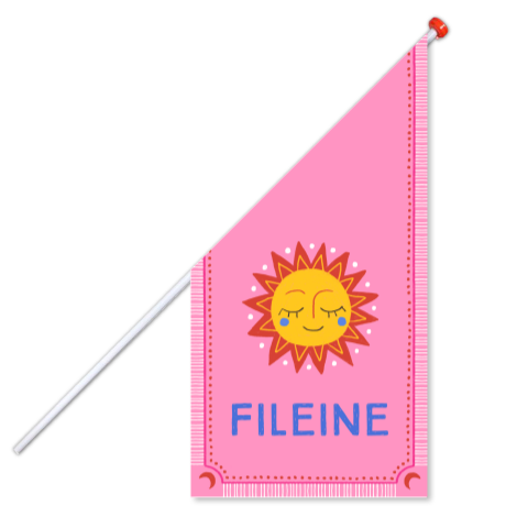 Geboortevlag Fileine  |  Knalroze met zonnetje