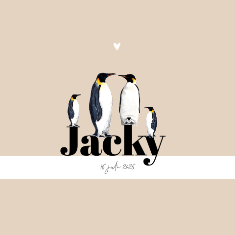 Geboortekaartje neutraal met pinguins