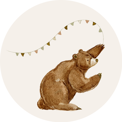 sluitsticker getekend geboortekaartje beer met vlaggen