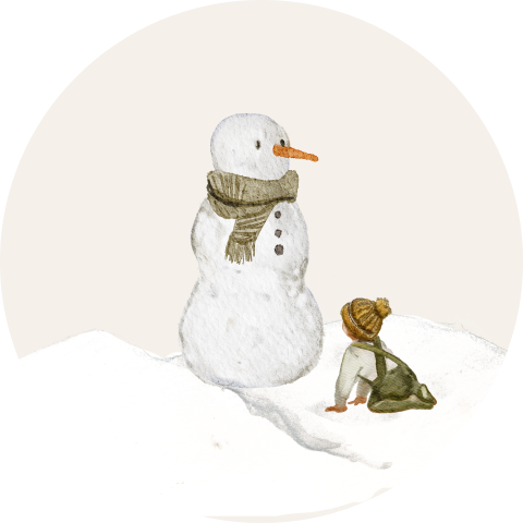 Sluitsticker kerst winter sneeuwpop met baby