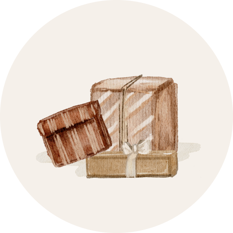 Sticker voor een kerstkaart met illustratie van cadeautjes