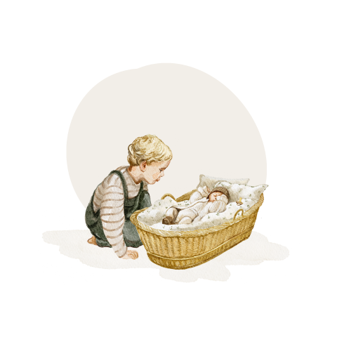 Sluitsticker jongen broertje aquarel baby