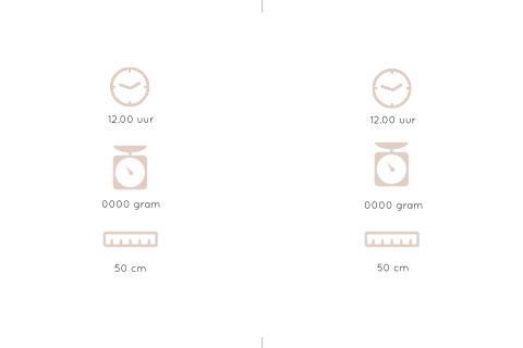 Labels voor je geboortekaartje met roze icoontjes