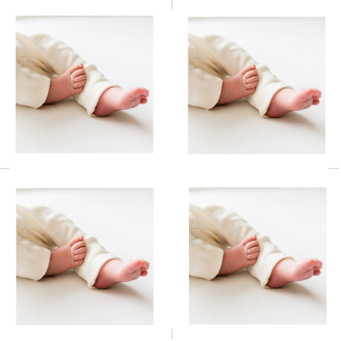 Fotolabel voor je geboortekaartje met 4 foto's