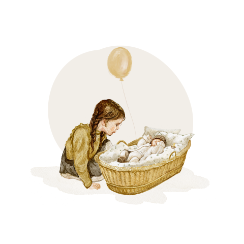 Sluitsticker meisje aquarel zus baby