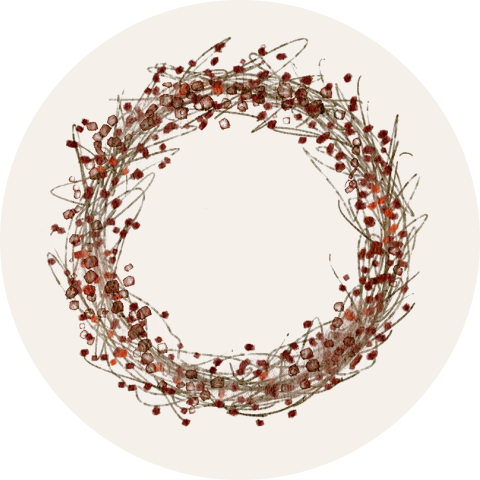 Sticker kerstkaart met rode besjeskrans