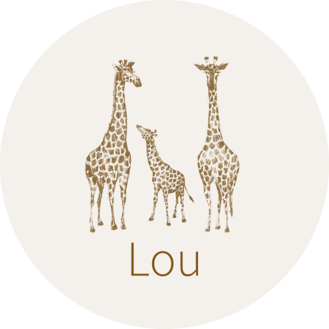 Doopsuiker sticker giraffen jungle thema