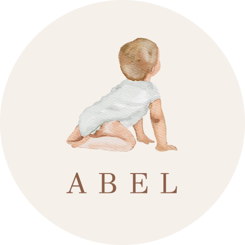 Doopsuiker sticker met baby jongen in romper