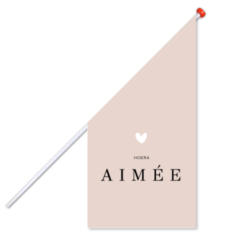 Roze geboortevlag met naam en hartje