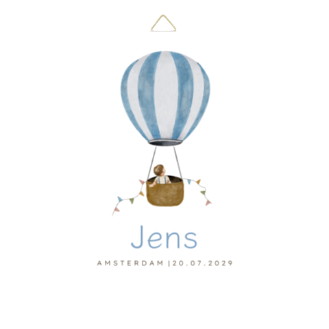 Geboorte tegeltje illustratie blauwe luchtballon