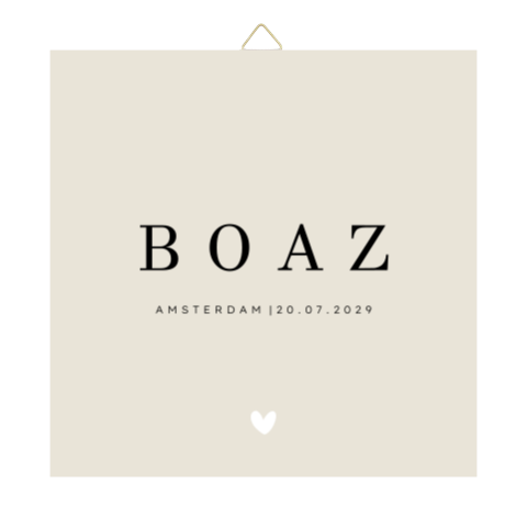 minimalistisch geboorte tegeltje beige