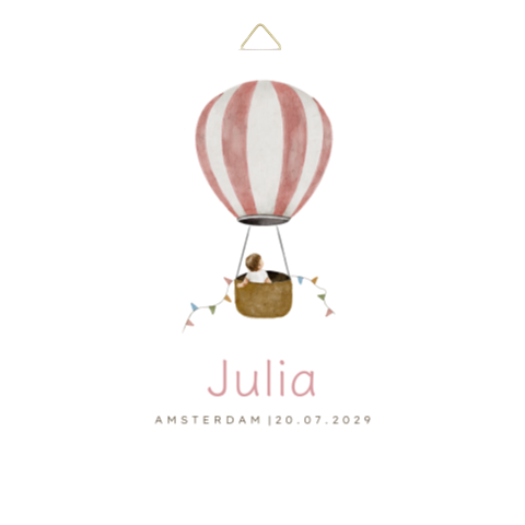 Geboorte tegeltje illustratie roze luchtballon