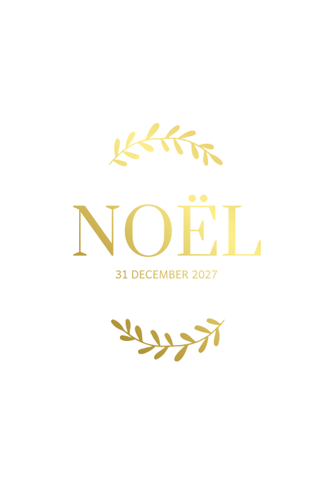 Kalkpapier voorblad met gouden letters en takjes