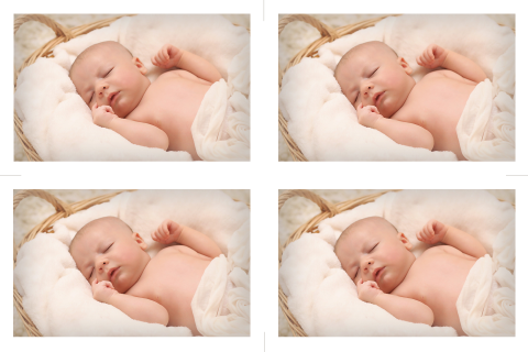 Fotokaartje met 4 rechthoekige losse foto's