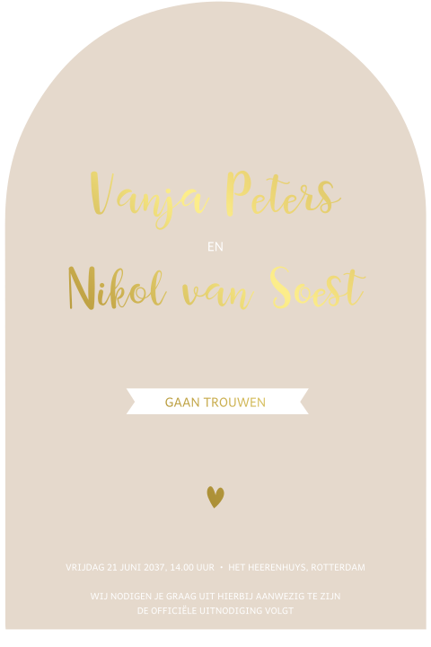 Rustig Save the Date kaartje met boogvorm