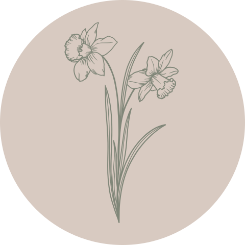 Sluitzegel met neutrale kleuren en geboortebloem