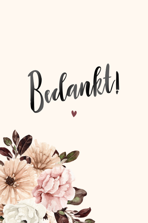 Bedankkaart met bloemen en spotlak
