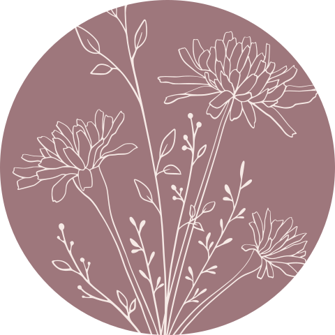 Mauve sluitzegel met getekende bloemen