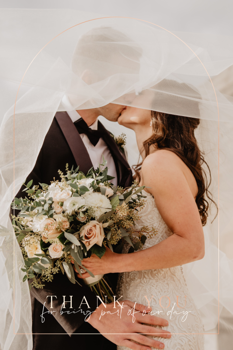 Bedankkaart met foto en rosefolie