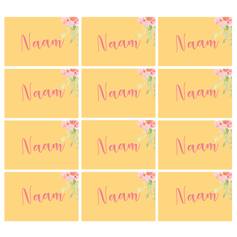 Zomerse naamkaartje met waterverf bloemen