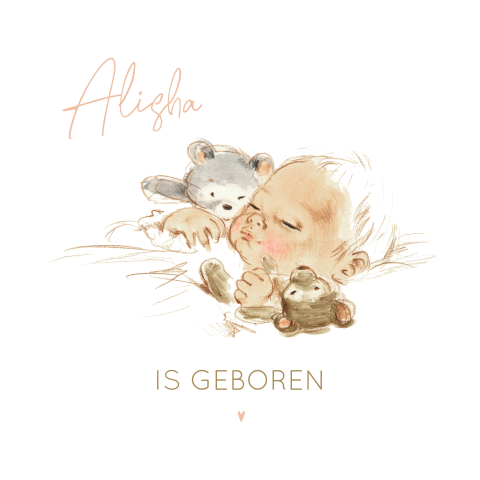 Raamsticker pentekening baby met knuffels