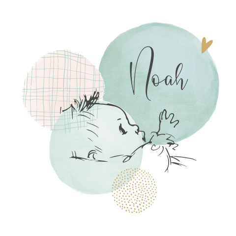 Raamsticker jongen pentekening watercolor bollen