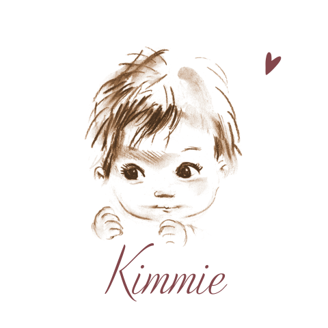 Geboortekaartje pentekening sepia baby