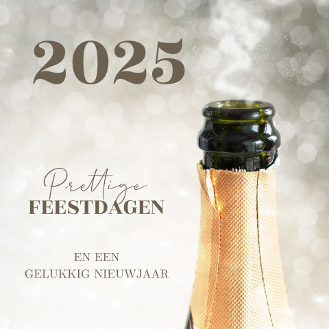 Zakelijke kerstkaart foto champagnefles