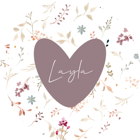 Ronde raamsticker meisje watercolor bloemen met hart