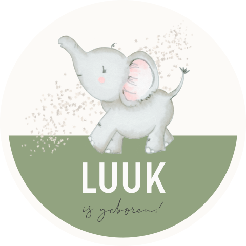 Ronde raamsticker baby olifant met sterretjes