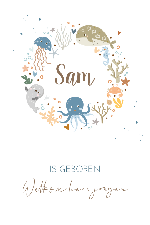 Raamsticker staand zeedieren jongen