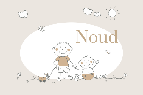 Raamsticker jongen baby met grote broer in lijntekening