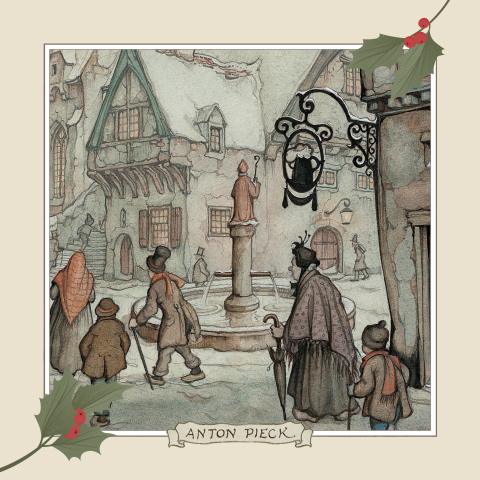 Anton Pieck kerstkaart fontein met kader