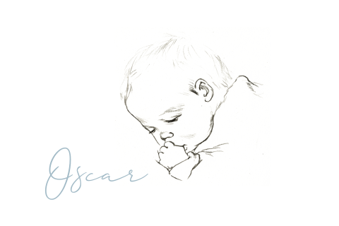 Geboortekaart liggend pentekening slapende baby