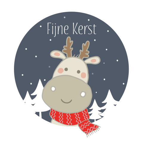 Kerstkaart Nijlpaard met sjaal