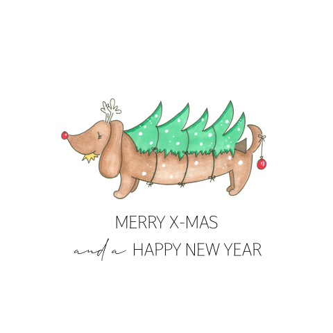 Kerst Tegeltje teckel met kerstboom